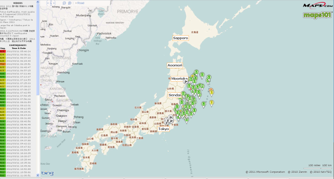 Maps.com Japan Earthquake map